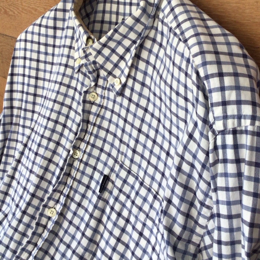 Barbour Navy and White Checkered Button Down Shirt